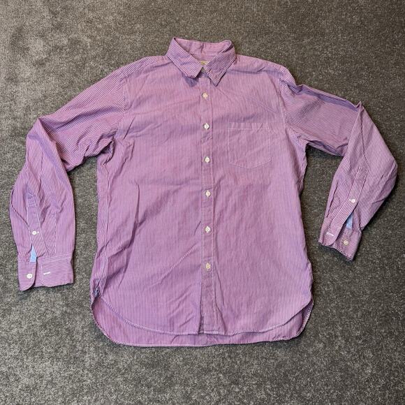 J.CREW Other - J.Crew 2-Ply Cotton Shirt Medium‎ M Red White Stripe Long Sleeve Button-Up Comfy